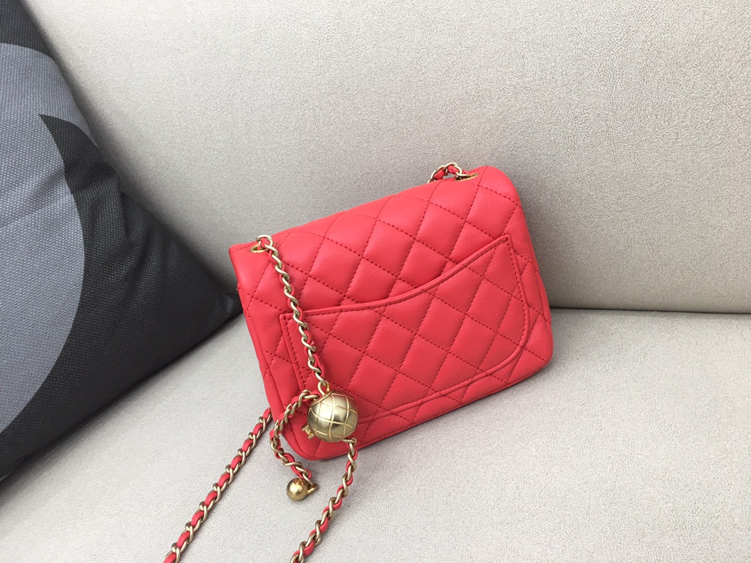 Mini Classic Flap Lambskin Bag AS1786 Ruby Red/Gold